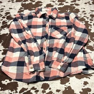 Maurices Pink and Blue Plaid Button Down Shirt